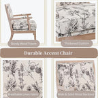 chairus Farmhouse Linen Accent Chair for Living Room, Upholstered Reading Chair with Solid Wood Frame Lounge Arm Chair with High Back for Bedroom, Reception Room, Waiting Room, Floral Pattern