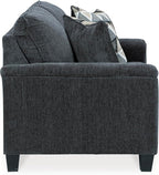 Signature Design by Ashley Abinger Chenille Contemporary Loveseat with 2 Accent Pillows, Dark Gray