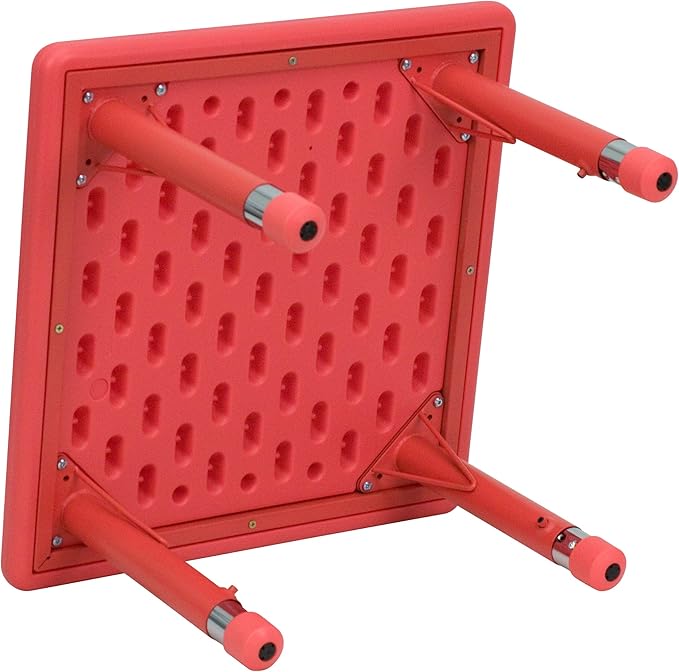 Flash Furniture Wren 24'' Square Red Plastic Height Adjustable Activity Table