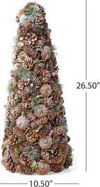 Christopher Knight Home Tabletop Christmas Tree, Natural + White + Glitter