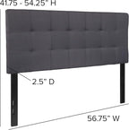 EMMA + OLIVER Quilted Tufted Upholstered Full Size Headboard in Dark Gray Fabric