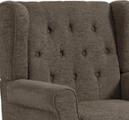 UIXE High Back Accent Chair, Fabric Upholstered Armchair Comfy Wingback Arm Club Chair for Living Room, Retro Single Sofa Bedroom Reading Seat with Solid Wood Legs - Taupe