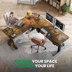 SIAGO L-Shaped Standing Desk - 63 x 55 Inch Adjustable Corner Standing Desk with Charging Station - L Shape Sit Stand Table with Memory Controller, Splice Board for Home Office