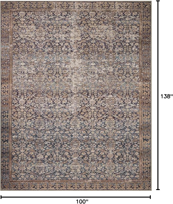 Loloi Amber Lewis Georgie Collection GER-05 Denim/Spice 8'-4" x 11'-6", .19" Pile Height, Area Rug
