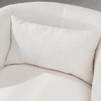 KINWELL 34" Wide Boucle Swivel Barrel Chairs Set of 2, No Assembly Round Upholstered Armchairs Accent Chairs Single Sofa Chair with Toss Pillow for Living Room and Bedroom, Beige