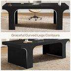 Tribesigns 70.9-Inch Executive Desk, Large Wooden Computer Office Desk, Modern Writing Table Business Workspace Home Office Furniture with Arched Design, Black