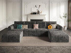 EASE MOOSE Boneless Modular Cloud Couch, Oversized U-Shaped Sectional Sofa for Living Room with Ottoman, Extra Large Movable Couches, 6-Deep-Seat Sofas for Bedroom, Apartment, Chenille (Dark Grey)