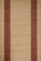 Loloi Leanne Ford Weatherstaff Collection WTS-02 Natural/Brick 3'-6" x 5'-6" Accent Rug Jute, Striped, Neutral, Entryway, Mudroom, Bathroom, and Kitchen