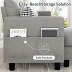 JY QAQA Convertible Sectional Sofa with 3-Seater Sofa, L-Shaped Ottoman Couch with Modern Linen for Apartment, Small Living Room and Small Space (Light Grey)