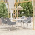 SUNSITT Outdoor Dining Chairs Set of 4, Metal Outdoor Patio Dining Chairs with Weather-Resistant Cushions, Woven Rope Chairs Outdoor with Armrest Light Grey Outdoor Furniture Chairs for Backyard
