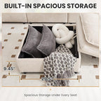 100" L Shaped Modular Sectional Sofa, Couch with Ottoman Storage, Chenille Cloud Couch with Plush Deep Seating for Living Room, Bedroom (Beige, 4 Seat)