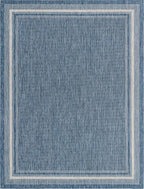 Unique Loom Outdoor Border Collection Area Rug - Soft Border (10' x 13' Rectangle, Blue/ Ivory)