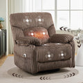 Power Swivel Rocker Recliner Chair with Massage and Heat for Adults, Electric Infinite Position Recliner with USB Charging Port, Corduroy and PU Leather Mixed Fabric, Easy Assembly (Brown)