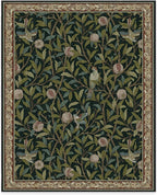 RUGGABLE x Morris & Co Washable Area Rug – Pomegranate Blue Green 8x10, Stain-Resistant, Non-Slip – Large Machine Washable Rugs for Living Room, Bedroom, Hallway, Entryway & Office–with Standard Pad