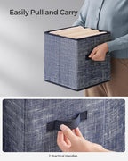 SONGMICS Storage Cubes, 10.2 x 10.2 x 11 Inches Non-Woven Fabric Bins with Double Handles, Set of 8, Closet Organizers for Shelves, Foldable, for Clothes, Misty Blue UROB826I01