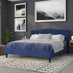 BizChair Tufted Upholstered King Size Headboard in Navy Fabric