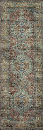 Loloi Skye Collection SKY-07 Terracotta/Sky 7' x 9' Oval Area Rug