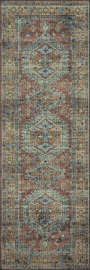 Loloi Skye Collection SKY-07 Terracotta/Sky 8'-0" x 8'-0" Round Area Rug