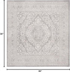 SAFAVIEH Area Rug 3' Square - Reflection Collection - Light Grey & Cream, Non-Shedding & Easy Cleaning, Ideal for Living Room, Bedroom (RFT668G)