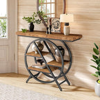 LITTLE TREE Console Table for Entryway, 39.37" Sofa Table Behind Couch, Wooden Industrial 4-Tier Narrow Accent Table with Metal Frame for Entrance, Living Room, Hallway, Foyer