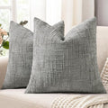 decorUhome Neutral Grey Chenille Throw Pillow Covers 26x26 Set of 2 Thick Textured Slubby Couch Pillow Covers Farmhouse Accent Modern Neutral Decorative Pillow Cases for Bed Sofa Living Room