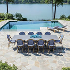 PURPLE LEAF 11 Pieces Outdoor Dining Set Patio Furniture Set with Large Aluminum Table and French Bistro Chairs for Garden Backyard Deep Blue Patio Dining Set