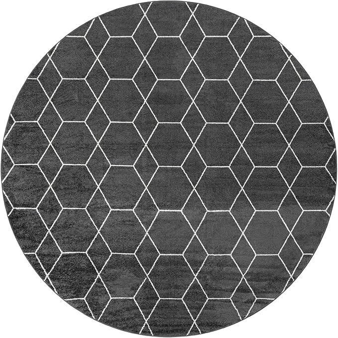 Unique Loom Trellis Frieze Collection Area Rug - Geometric (12' Round Dark Gray/Ivory)