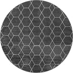 Unique Loom Trellis Frieze Collection Area Rug - Geometric (12' Round Dark Gray/Ivory)