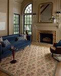 Loloi Chris Loves Julia Rue Collection RUE-01 Sage/Blush 8'-6" x 11'-6" Area Rug Jute Neutral Floral Living Room Bedroom Rug