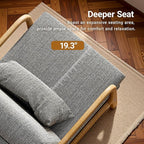 Claiks Mid-Century Modern Accent Chair, Living Room Armchair with Solid Wood Frame & Lumbar Pillow, Comfy Upholstered Lounge Chair for Bedroom, Office, Linen-Like Fabric, Dark Gray