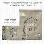 Grab Green Stoneworks Laundry Detergent Pods, Powered by Naturally Derived Plant & Mineral-Based Powder Pods, Birch Branch, 50 Loads (Pack of 1) - EPA Safer Choice Certified