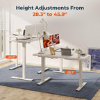 L-Shaped Standing Desk, 71 x 63 Inches Height Adjustable Desk, Sit and Stand up for Work Office Home, Ergonomic Rising Computer Table for Home Office with Splice Board, White