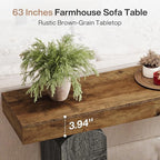 Tribesigns 63" Long Entryway Table, Farmhouse Console Table with 2 Arched Pedestal Legs, Wooden Sofa Console Behind The Couch for Entrance, Hallway, Living Room (Vintage Brown & Grey)