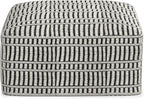 SIMPLIHOME Safford 20-inch Wide Pouf in Black and White, Handwoven Outdoor/Indoor Boho-Style Ottoman for Living Room, Bedroom, or Patio, Weather-Resistant, UV-Protected, Assembled