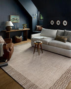 Loloi Chris Loves Julia Calvin Collection CLV-04 Ivory/Pebble 2'-7" x 7'-6" Runner Rug Checkered Neutral Soft Living Room Bedroom Carpet