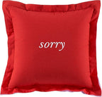 kate spade new york, Sorry Reversible Decorative Pillow for Bed or Sofa, Cotton and Linen Cover Throw Pillow, 18 x 18, Red