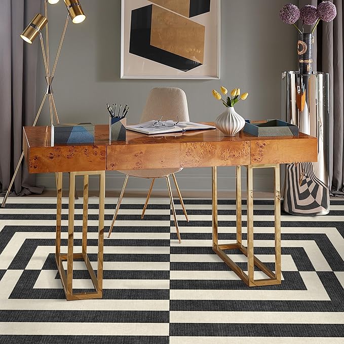RUGGABLE x Jonathan Adler Machine Washable Modern Area Rug – Op Art Charcoal 6x9, Stain-Resistant, Non-Slip – Medium Rugs for Living Room, Bedroom, Hallway, Entryway & Office–with Standard Pad