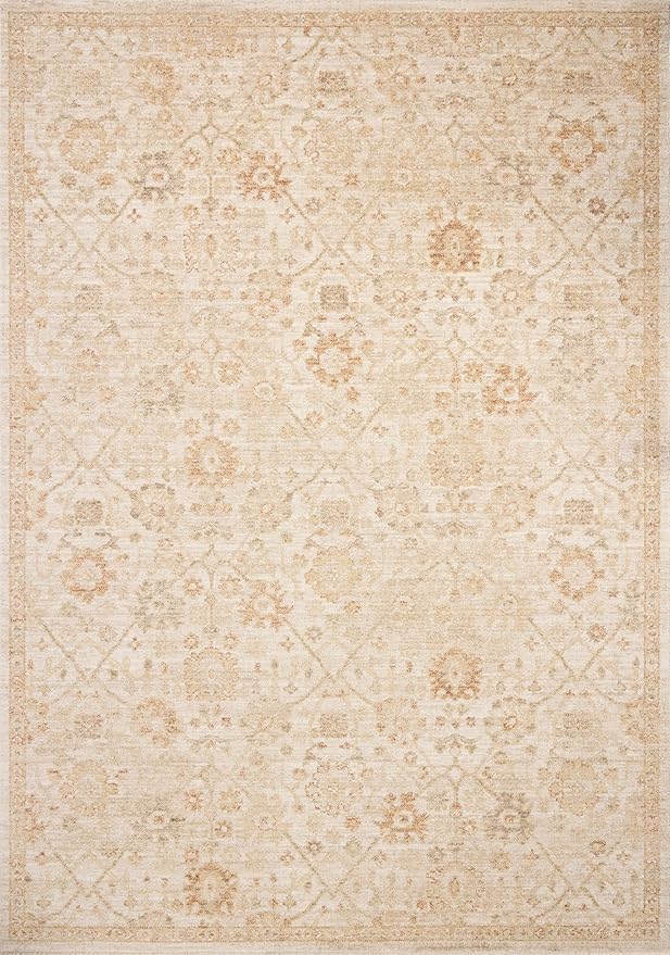 Loloi Chris Loves Julia Palma Collection PLM-04 Natural/Spice 6'-3" x 9'-6" Area Rug Vintage Style Boho Living Room Bedroom Carpet