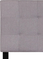 EMMA + OLIVER Quilted Tufted Twin Size Headboard in Light Gray Fabric