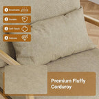 Claiks Mid-Century Modern Accent Chair, Living Room Armchair with Solid Wood Frame & Lumbar Pillow, Comfy Upholstered Lounge Chair for Bedroom, Office, Corduroy, Khaki