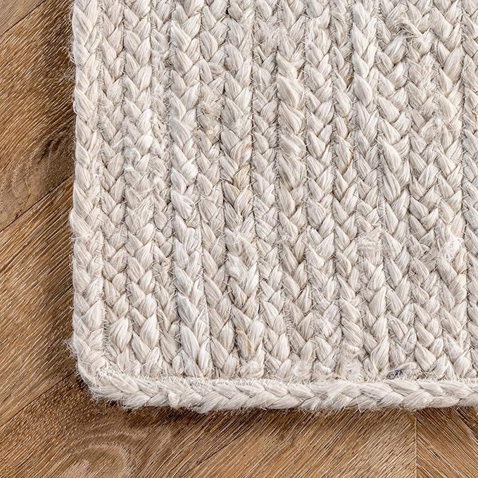 nuLOOM 12x15 Rigo Jute Hand Woven Area Rug, Off White, Solid Farmhouse Design, Natural Fiber, For Bedroom, Living Room, Dining Room, Hallway, Office, Kitchen, Entryway