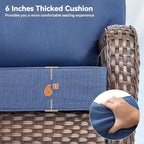 Luxury 6" Outdoor Cushions for Patio Furniture, 24x24x6" Thick Seat Cushion Set of 5, Fade Resistant Couch Chair Replacement Cushions High Density Deep Wicker Chair Cushion w/ Removable Cover, Blue