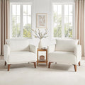 VANOMi Oversized Accent Chair Modern Boucle Armchair for Living Room Sets of 2, 37" Wide & Cozy Reading Chair with Solid Wood Legs, White Upholstered Lounge for Bedroom & Office, (Easy Assembly)