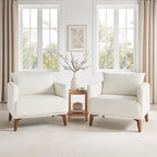VANOMi Oversized Accent Chair Modern Boucle Armchair for Living Room Sets of 2, 37" Wide & Cozy Reading Chair with Solid Wood Legs, White Upholstered Lounge for Bedroom & Office, (Easy Assembly)