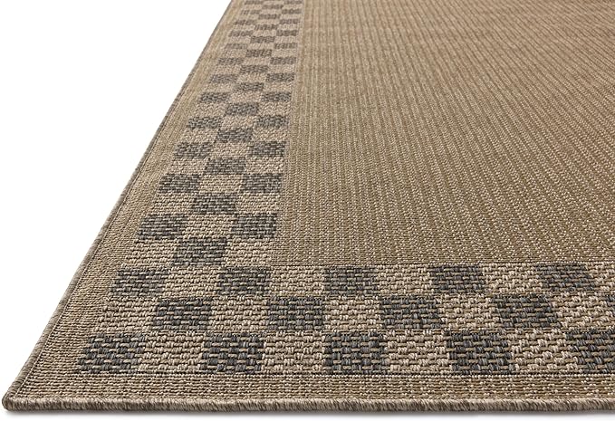 Loloi Chris Loves Julia Providence Collection PRC-01 Natural/Charcoal 7'-6" x 7'-6", .12" Pile Height, Indoor/Outdoor Round Area Rug