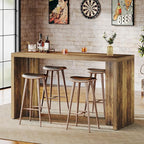Tribesigns Home Bar Unit, 55.12-Inch Bar Table with a Spacious Tabletop, Modern Freestanding Mini Bar for Home Kitchen, Living Room, Balcony, Basement, Brown