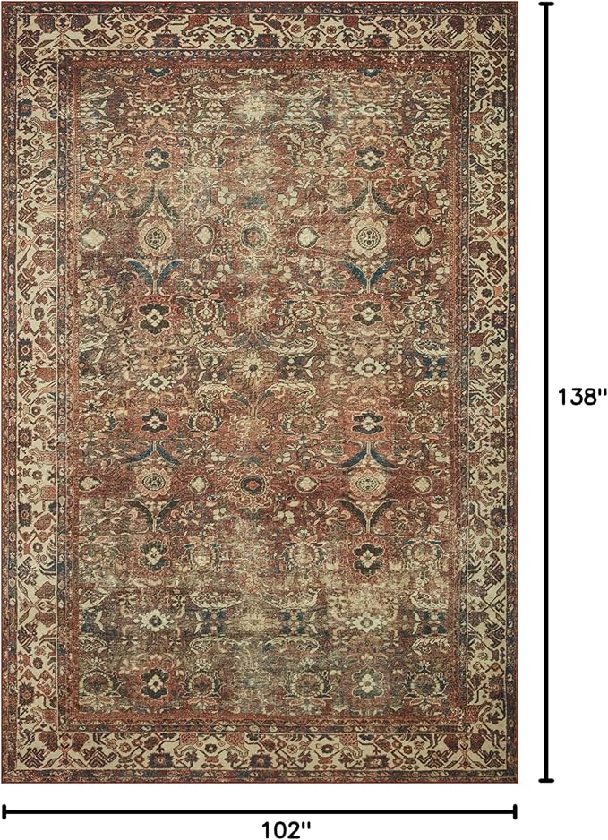 Loloi Magnolia Home by Joanna Gaines Banks Collection BAN-04 Brick/Ivory 8'-6" x 11'-6", .13" Pile Height, Machine Washable, Area Rug