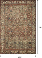 Loloi Magnolia Home by Joanna Gaines Banks Collection BAN-04 Brick/Ivory 8'-6" x 11'-6", .13" Pile Height, Machine Washable, Area Rug