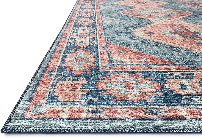 Loloi II Skye Collection SKY-03 Turquoise/Terracotta 5'-0" x 7'-6" Area Rug