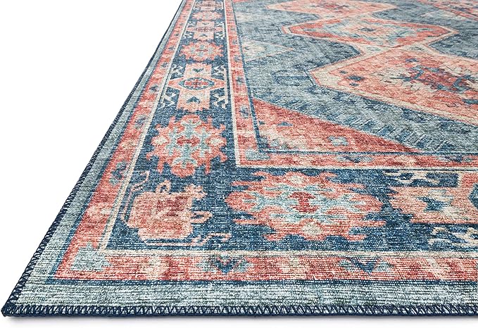 Loloi II Skye Collection SKY-03 Turquoise/Terracotta 7'-6" x 9'-6" Area Rug